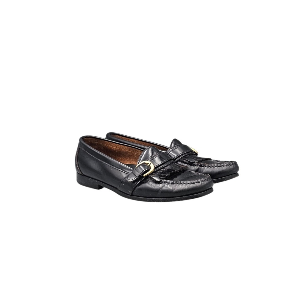Cole Haan Men's Size 9.5 D Black Leather Buckle Strap Kiltie Loafers Dress Shoes
